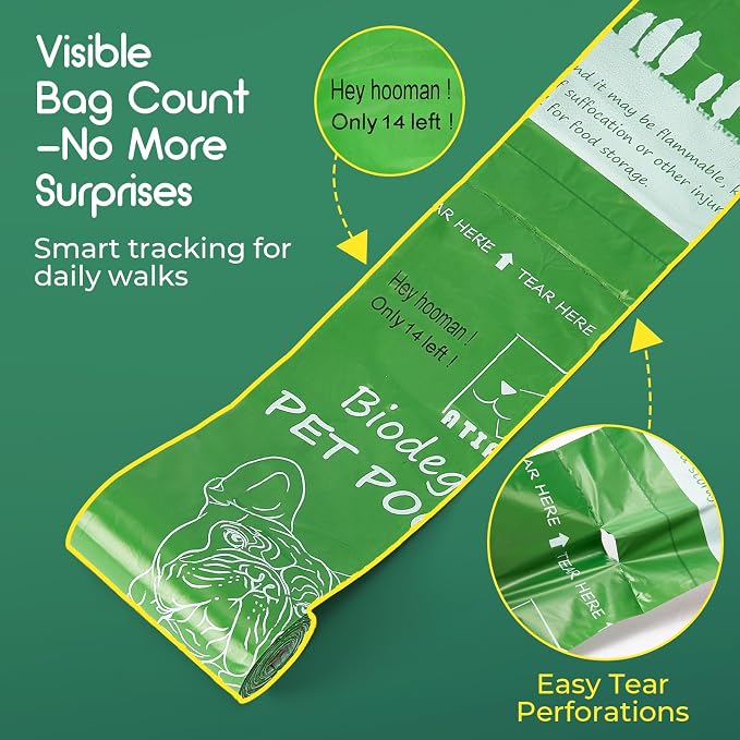 ATIFBOP Biodegradable Dog Poop Bags 150 Counts with Dispenser, Leak Proof and Extra Thick Doggy Poop Bags (Unscented)