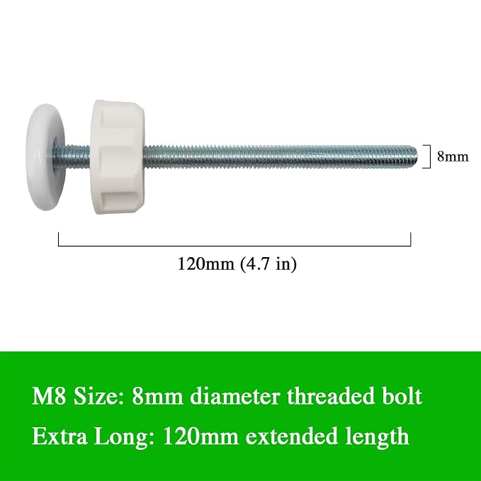Extra Long M8 (8mm) Spindle Rods for Pressure Mounted Baby and Pet Safety Gates 4 Pack Replacement Set (8mm, White)