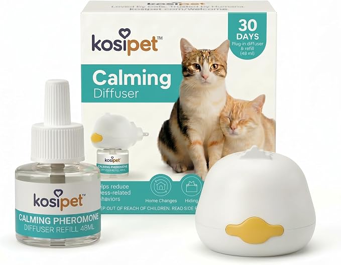 Cat Calming Diffuser with Feline Facial Pheromone (F3), Drug-Free & Scent-Free, 30-Day Plug-in Kit | Cat Calming Diffuser with Feline Facial Pheromone (F3)
