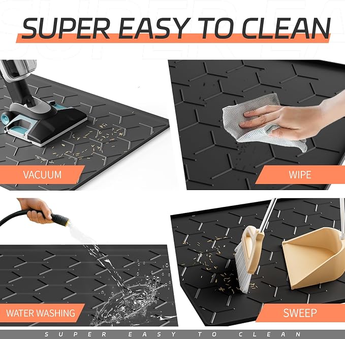 Bulkniu Silicone XL Cat Litter Mat, 28"X40", Raised Edge Waterproof, Black | Litter Trapping & Recycling, Easy to Clean, Non-Slip, Durable Safe & Odorless, Paw Friendly