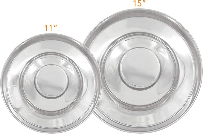 Fuzzy Puppy Feeding Bowls for Litters of Puppies: Welping Dishes for Weaning Puppies & Kittens, Wide Non-Tip Base Puppy Feeder, Also a Great Adult Dog Bowl Slow Feeder | Stainless Steel, 11" (PS-11)