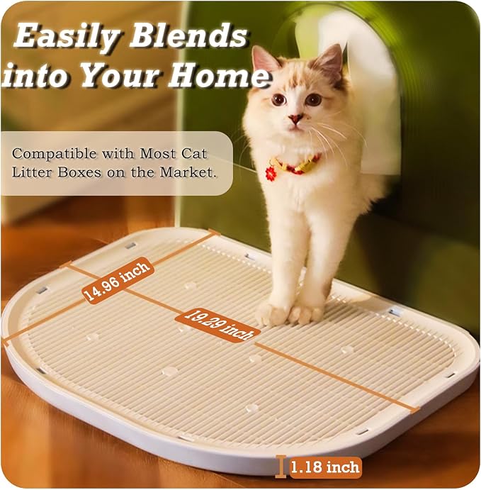 Cat Litter Mat Litter Trapping Mat,19.29"×14.96",Cat Litter Box Mat for Floor,Large Litter Matt for Cat Litter Box,Kitty Litter Mat Catcher,Waterproof Urine Proof,Washable,Easy Clean,Less Waste (Pink)