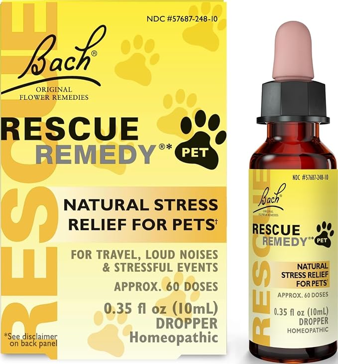 Rescue Remedy Pet Dropper - 10mL - Stress & Tension Support for Dogs & Cats with Bach Natural Flower Essences - Sedative-Free, Homeopathic Liquid Formula - For All Breeds, Ages & Weights