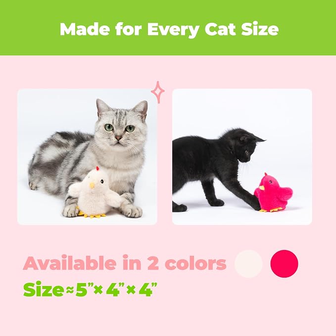 Catify Best Pet Supplies Flapping Duckling, Chick & Bird Cat Toy - Motion-Activated Wings Realistic Chirps, Catnip-Infused Plush, USB Rechargeable Indoor Cats & Kittens, Self-Play Enrichment - Fuchsia