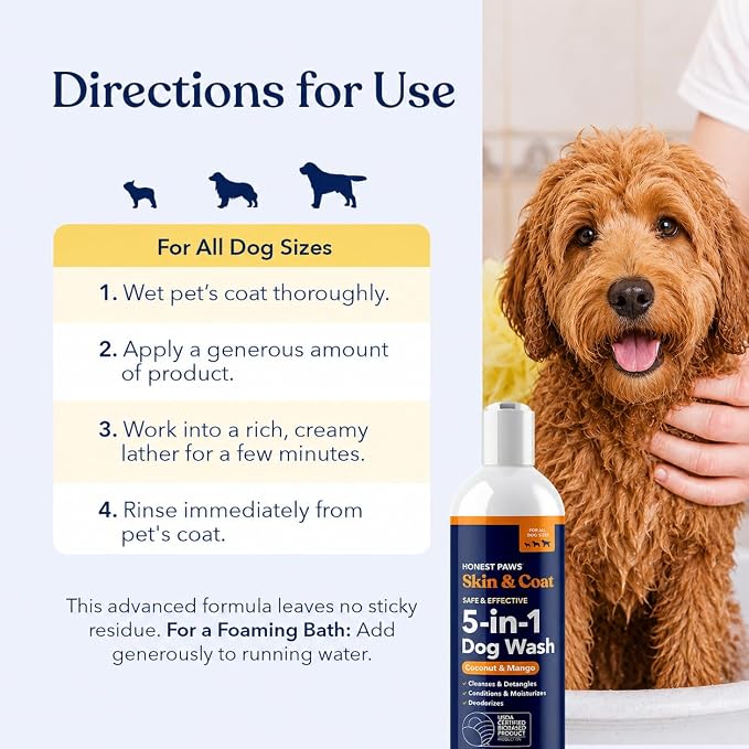 Coconut Mango Dog Shampoo and Conditioner, Puppy, Itchy Skin, Smelly Dogs | Itchy Skin Relief, Anti-Itch Dog Wash for Allergies, Puppy Shampoo and Conditioner, Sensitive Skin, Moisturizing