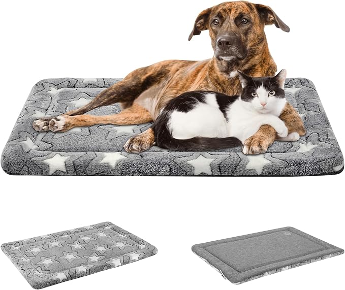 EMPSIGN Dog Crate Pad for 54"x37" Dog Crate, Star Pattern/Grey | Reversible Kennel Mat (Cool & Warm), Machine Washable, Cozy Star Pattern Sleeping Pad, All-Season Pet Bed