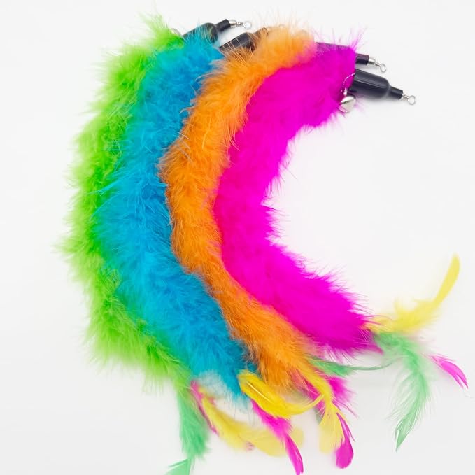Cat Wand Replacement Feather Worm Snake, 10 Pieces Cat Wand Attachments Assorted Snakes Worms Feathers Refill Toy for Indoor Cats (B)