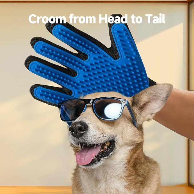 NVNAN Pet Hair Remover Roller and Grooming Glove Set for Dogs & Cats | Reusable roller tackles pet hair on furniture, and clothes, while the grooming glove helps brush dogs and cats