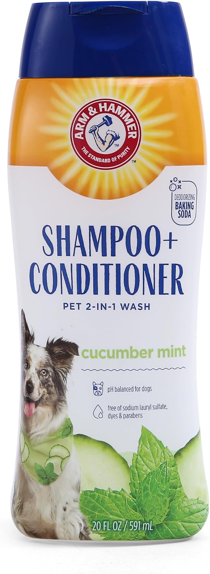 Arm & Hammer 2-in-1 Dog Shampoo and Conditioner, Cucumber Mint, 20 Oz, 6-Pk | Baking soda formula, 2-in-1 shampoo and conditioner, cucumber mint scent, odor eliminating