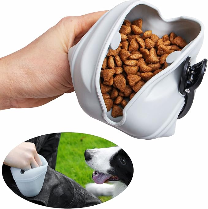 Kamehame Dog Treat Pouch, 2 Pack Silicone Dog Treat Bag Dog Training Treat Pouch with Magnetic Closure and Waist Clip, Portable Wet Treat Training Pouch for Pet Puppy