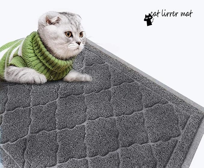 Cat Litter Mat Traps Litter from Litter Box XL Size 47"X36" Durable Trapping Rug, Non-Slip and Waterproof, Easy to Clean