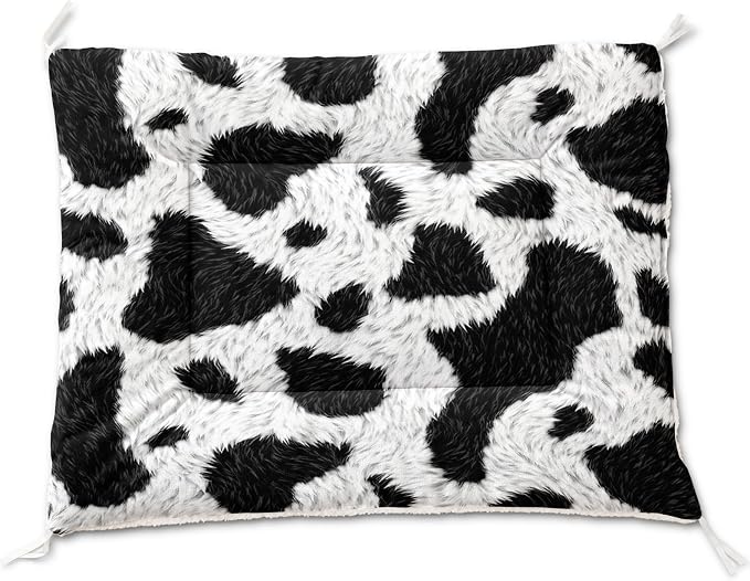 HOSIMA Cow Fur Print Dog Mats for Sleeping,Western Farmhouse Animal Themed Fuzzy Pet Bed Mat,38L*32W Inch,Suitable for Medium Dog Bed,Washable Soft Cozy Black-White Pet Pad.