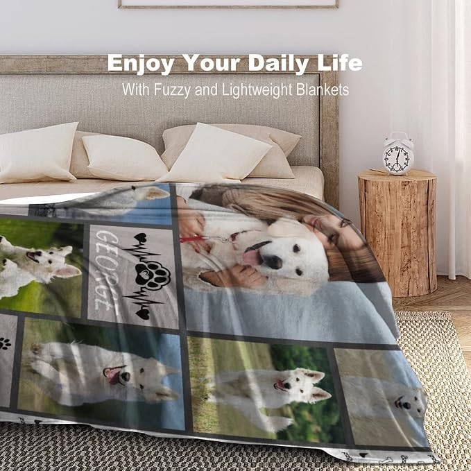 Artsadd Personalized Blanket with Picture in Memory of Dog Custom Photo Blanket Memorial Pet Loss Sympathy Gift