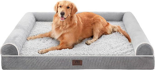 WESTERN HOME Dog Beds Large Sized Dog，Orthopedic Pet Bed for Senior Dogs, Waterproof Pet Beds with Washable Removable Cover, Large Soft Nonskid Bottom Couch, 36in, Grey