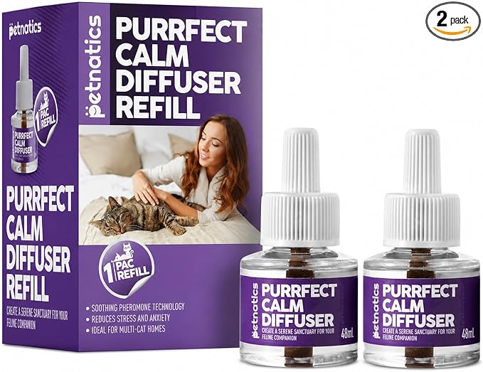 Cat Calming Diffuser Refill | 24/7 Soothing Pheromone Technology for Felines & Multi-Cat Homes | Long-Lasting Effect for up to 30 Days Fits Standard Pheromone Diffusers (2 Pack)