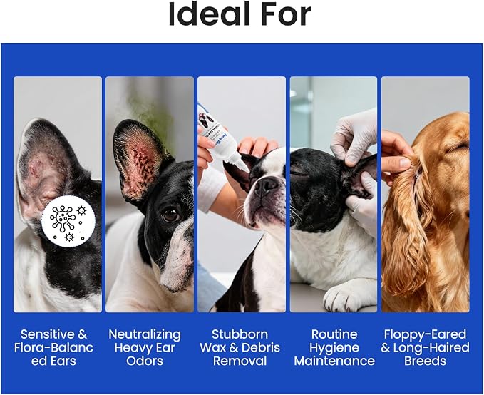Itch Relief Natural Ear Cleaner for Dogs & Cats 8.45 oz | pH Balanced, No-Sting, Manuka Honey & Green Tea, Itch Relief, Odor Eliminating, Yeast Prevention for Dogs & Cats