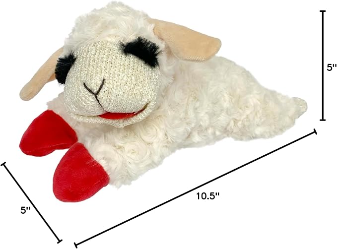 Multipet Lamb Chop Dog Plush Toy - Squeaky Toy for Small & Medium Dogs - Extra Soft Plush - Stuffed Animal for Cuddling & Playing (10", Cream, 5 Squeakers) (Pack of 2)