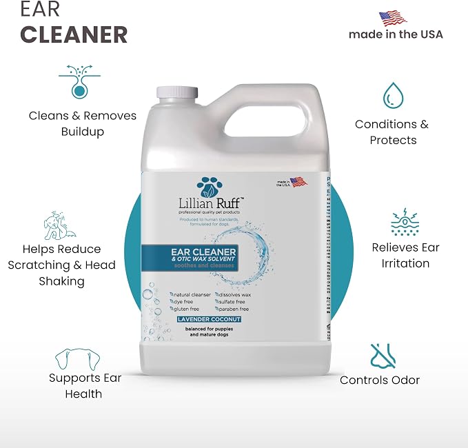 Ear Cleaner & Otic Rinse for Sensitive Ears: Alcohol Free Dog Ear Wash with Alo+H6+F6:K28F6:N29