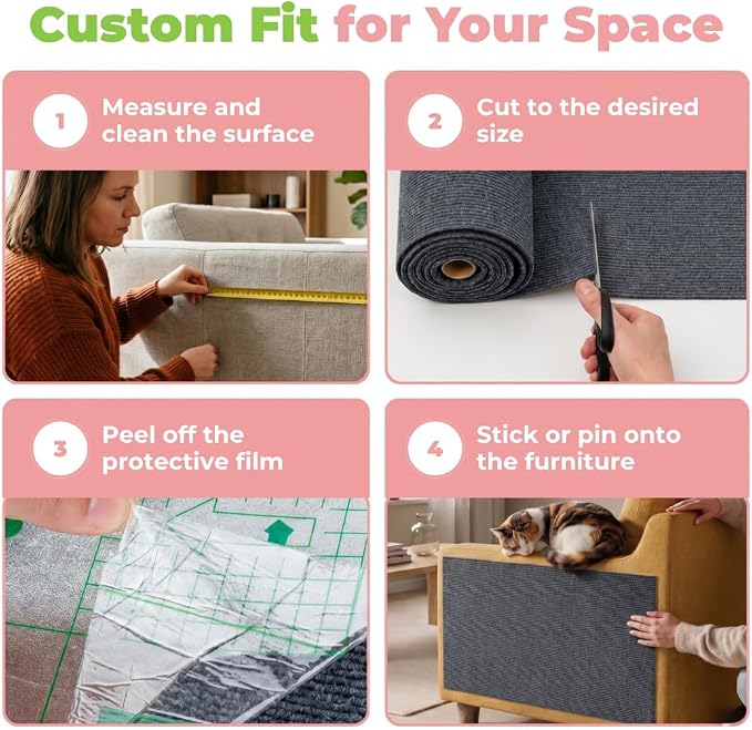Best Pet Supplies Catify Cat Scratcher, Fun Interactive Scratchers, Posts, Poles, Claw Safe, Furniture Saver Indoor Play Support Natural Cat Behaviors Heavy Duty - Gray Mat - L: 78"