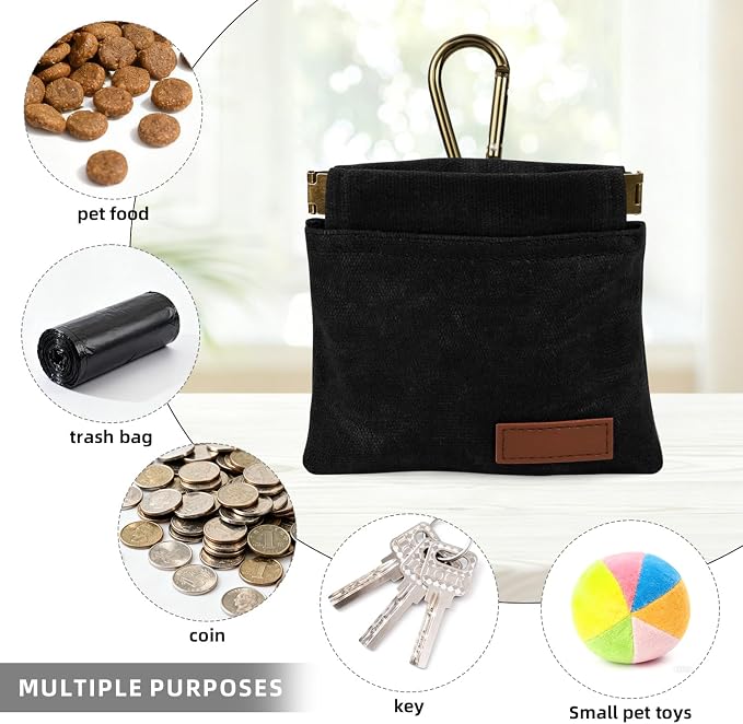 1 Pcs Pocket Pet Training Pouch,Dog Treat Pouch (Black) | For Portable Pet Dog Walking Bag, Travel or Outdoor Use