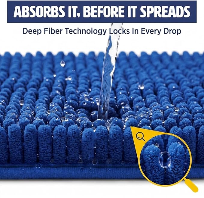 Muddy Mat® | XL Cat Litter Mat 48"x60", Litter Trapping Mat, Super Absorbent Scatter Control, Soft on Paws, Slip Resistant Washable Litter Mat, Traps Litter, Protects Floors, Navy Blue