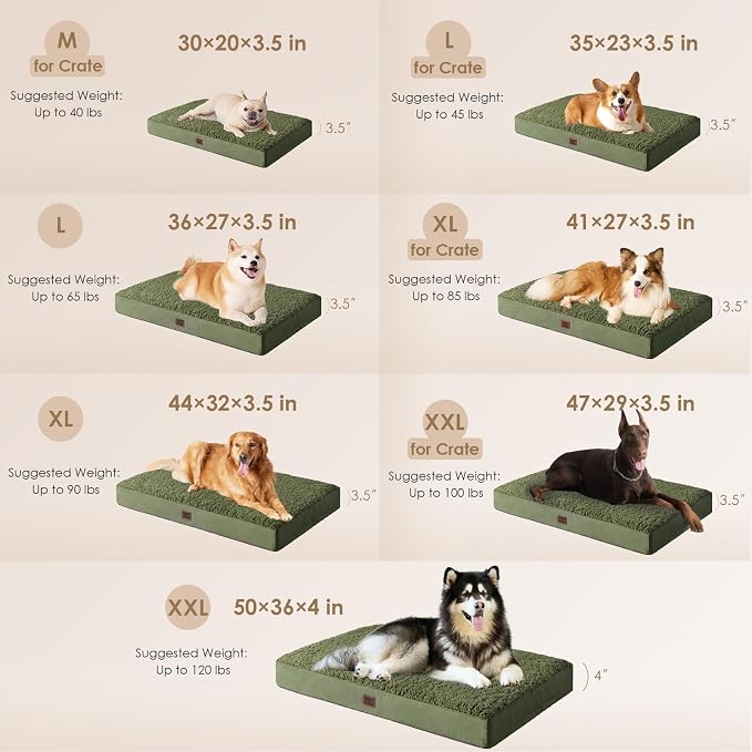 EHEYCIGA Orthopedic Dog Bed Extra Large with Removable Washable Cover, 41IN | Egg Crate Foam Support, Durable Oxford fabric, Non-Slip Bottom, Machine Washable, Soft Waterproof Plush Pet Bed Mat For Crate