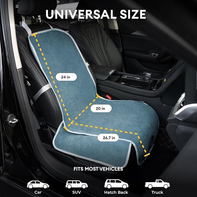 FUNNY FUZZY Dog Car Seat Cover for Front Seat, Dog Seat Cove Waterproof, Scratchproof Non-Slip Car Seat Protector, Universal Fit Most Cars, SUVs, Trucks, Blue