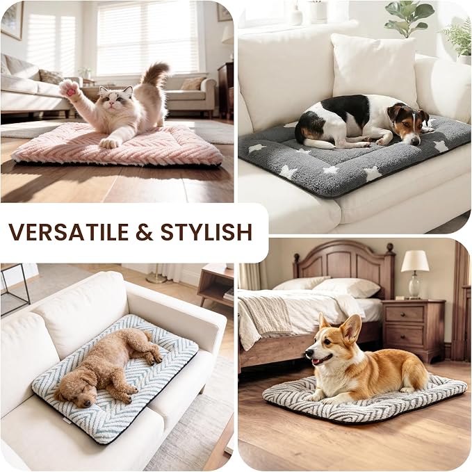 Mora Pets Cat Beds for Indoor Cats Washable Cat Mat Bed Flat Dog Crate Pad | Ultra Soft Cat Bed for Carrier, Puppy Crate Pad for Dog Cages Cozy Sleeping Liner, Small Cat Pillow Cushion Anti Slip 22 x 13