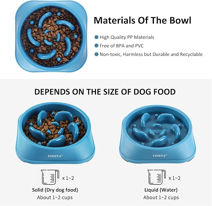 2PCS Slow Feeder Dog Bowls, Pet Supplies that Slow Down Eating, Pet Food Bowls, Maze Dog Puzzle Feeder for Medium Breed