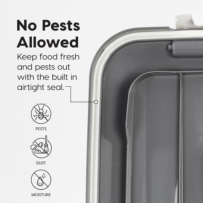 IRIS USA Dog Food Storage Container, 2-Pack, Up to 54 lbs, Gray/Dark Gray | Made in the USA, Comes w/ Wheels & 2-Cup Scoop, Airtight Seal, BPA-Free, Bird Seed, Cat food, Cat Litter, Multi-Pet Household