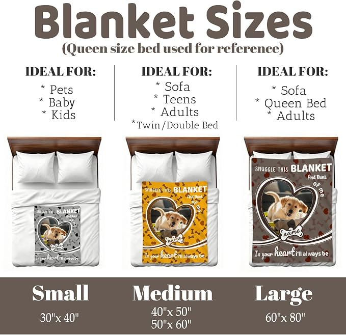 Nxwdwqa Personalized Dog Blanket Throws with Photos, Custom Pet Name Blanket, Dog Gifts for Pet Lovers, Customized Puppy Blanket for Adult Kid Birthday Christmas Fathers Mothers Valentines Gift