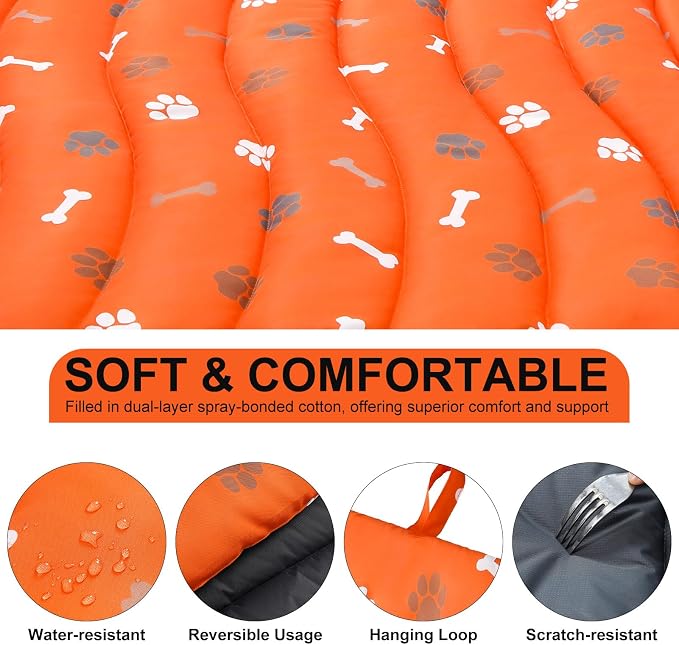 BINGPET Outdoor Travel Dog Bed for Large/Medium Dogs,Portable Waterproof Camping Mat with Carry Bag,Foldable Outside Bed,Machine Washable Indoor Pet Mat for Small,Medium and Large Dogs 26"x43"