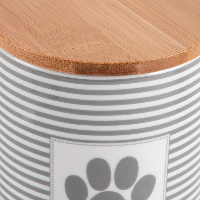 Bone Dry Paw & Patch Ceramic Pet Collection, Treat Canister, 4x6.5, Gray