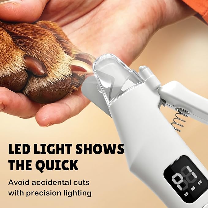 2-in-1 Dog Nail Clippers and Grinder with LCD Battery Display - Professional Cat Claw Trimmer with Built-in Safety Light & Guard, Ultra Quiet Rechargeable Pet Claw Grooming Tool for Large & Small Pets