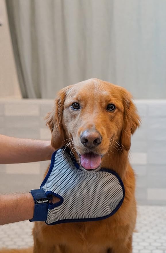 Four Paws Magic Coat Professional Series Deluxe Dog Grooming Glove | Soft comfort tips, grooming glove for dogs, removes loose hair, massages skin, promotes bonding, for all coat types