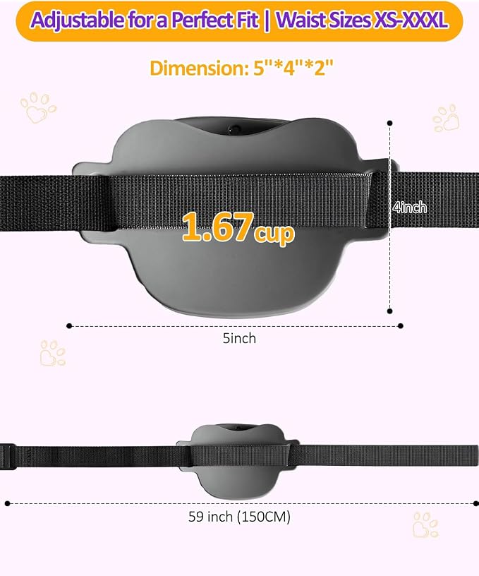 One-Hand Access 2-Pack Silicone Dog Treat Pouches with 2 Training Clickers - Magnetic Auto-Closing Lid, Extended Waist Belt, Pocket-Sized for Walks