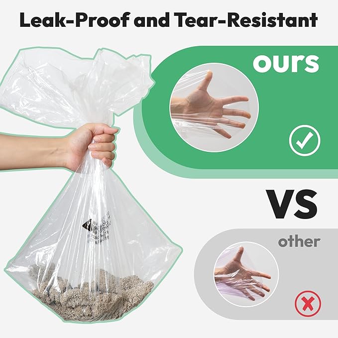 Waste Bags, Compatible with Litter Robot 4/5/3, 50 Pack Liners for Self Cleaning Litter Box, 9-11 Gallon Capacity, Pre-Separated, Transparent, Replacement Cat Litter Bags