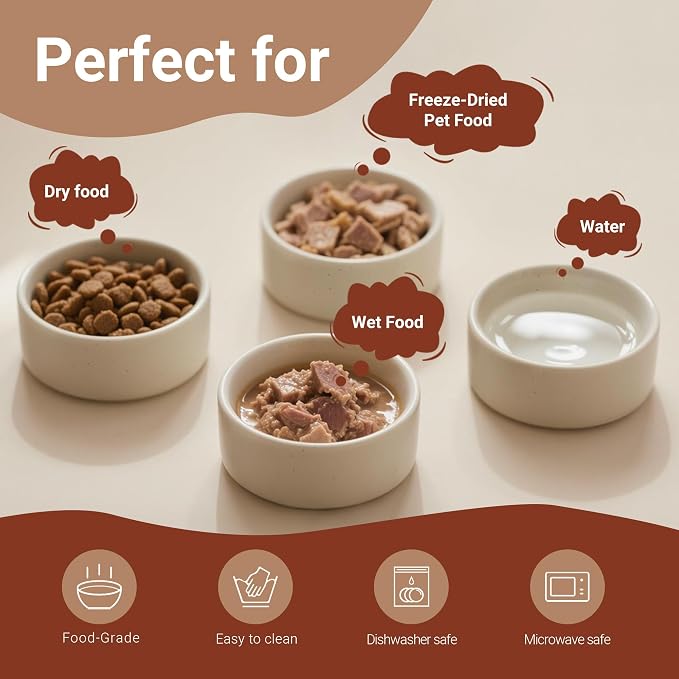 Elevated Dog Bowl & Cat Dish 27oz – Raised Ceramic Pet Food and Water Bowls with Bamboo Stand, Feeding Station for Small & Medium Pets, Prevents Neck Strain – Durable, Premium Quality by Homish