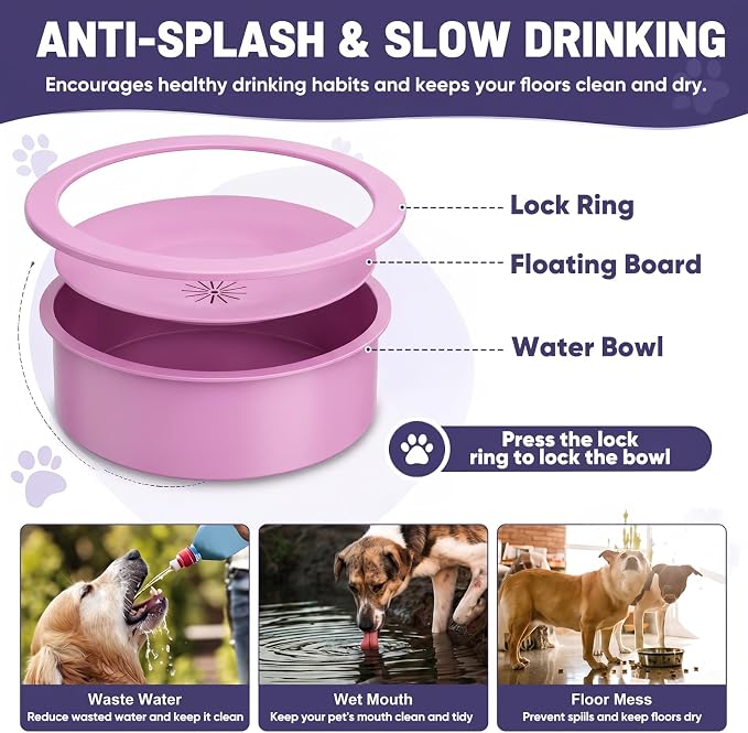 XIAZ Elevated Dog Bowls Large Breed Raised Dogs Bowl Stand Large/Medium Sized Dog Slow Feeder Dogs Bowls Food Water Stands 5 Heights Adjustable 9/11/12/14in Pet Feeder Dish Station