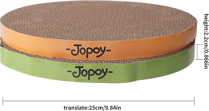 Round Cat Scratcher Replacement Pads, Green and Yellow, 10 inch, 4PCS | Circle Scratcher Pad, Cardboard Refill, 7/8 inch Thickness