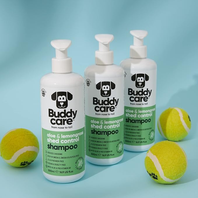 shed Control Dog Shampoo by Buddycare | Dry Skin & Itchy Skin Relief for Smelly Dogs | Deep Cleansing for Dogs Puppy Sensitive Skin | Lemongrass Scented | with Aloe & Vitamin B5 (16.90oz)