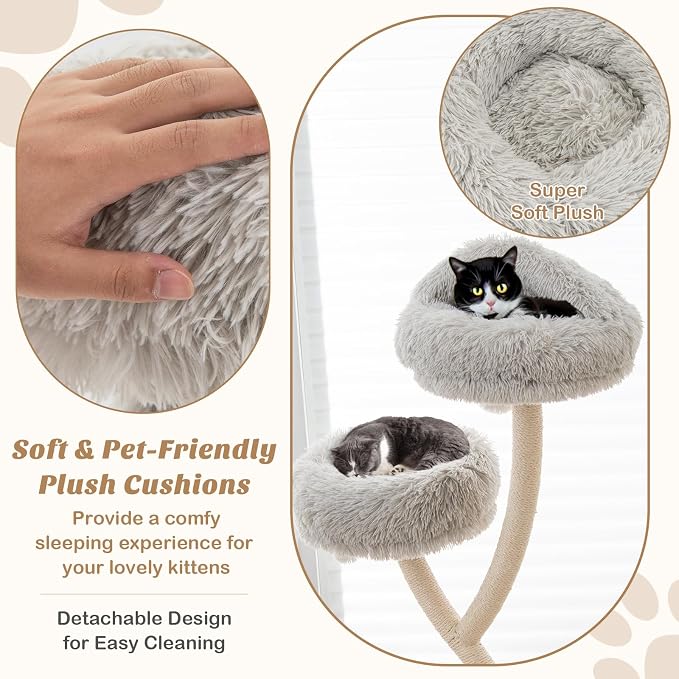 70" Tall Cat Tree, Cat Tower with Scratching Posts and Board, Multi-Level Cat Tower for Large Cats 20 lbs+ with 3 Cozy Perches and Dangling Balls, Modern Cat Tree for Indoor Cats Large Adult