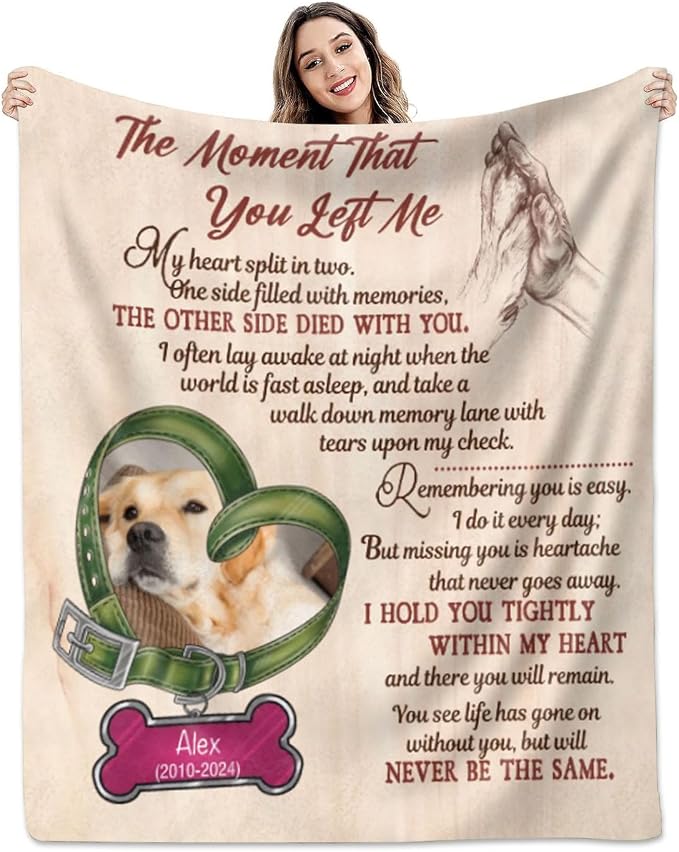 Pamaheart Custom Dog Face Blankets, Personalized Pet Photo Blanket, Fleece Dog Blankets, Customized Photo Throws, Dogs Dad Gifts, Pet Lover Gifts, Memorial Gift /21