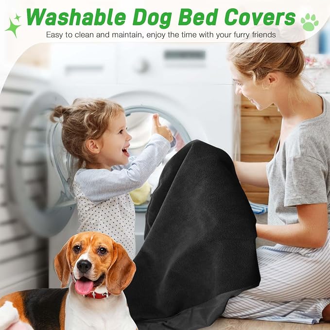 Dog Bed Covers Replacement Washable 100% Waterproof Soft Dog Bed Sheet Black 2 Pack 36" x 23" S