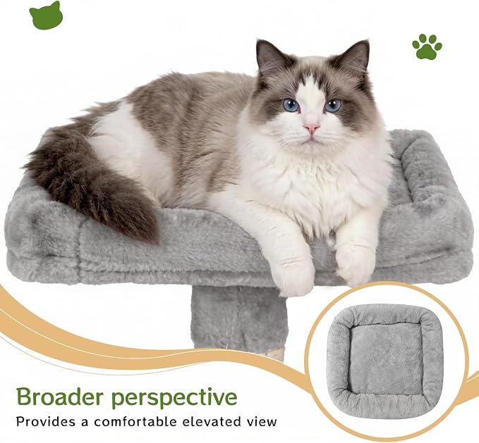 Multi-Level Cat Tree Large Cat Tower with Scratching Posts, Cat Condo for Adult Cats Kittens, Perches and Hammock (Light Gray)