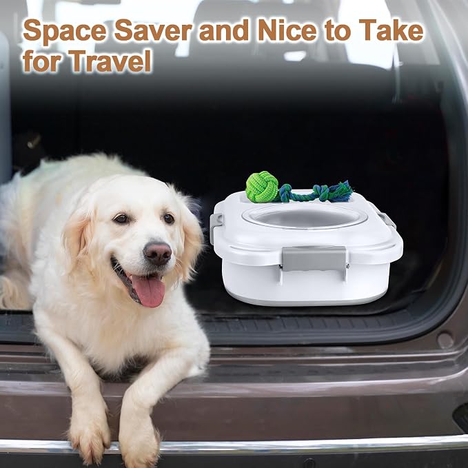 Dog Food Storage Container，10-25 lbs Airtight Collapsible Cat Food Storage Container with Attachable Wheels, Portable Handle, Dog Food Scoop for Dog Cat Bird Pet Dry Food Storage Bin Light Grey