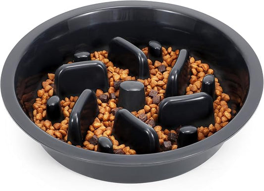 JASGOOD Dog Slow Feeder Bowl - Reduce Slip Puzzle Bowl for Elevated Pet Feeders - Interactive Bloat Stop Dog Dishes - Dark Gray, Fit Opening 7.5"-8"