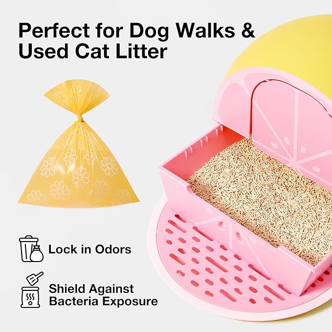 VETRESKA Dog Poop Bag Rolls Daisy Scented Leak-proof Pet Waste Bags Thick and Large Trash Bags for Dog Walking 20 Refill Rolls 300 Bags
