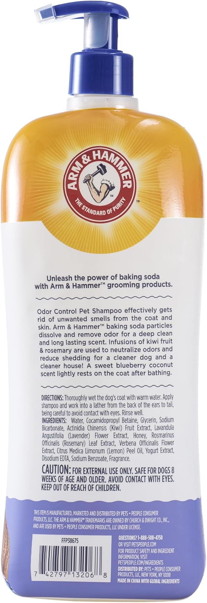 Arm & Hammer Odor Control Dog Shampoo, Blueberry Coconut, 32 Fl Oz | Baking soda enhanced, pH-balanced formula, free of sulfates, for all dogs and puppies, daily grooming