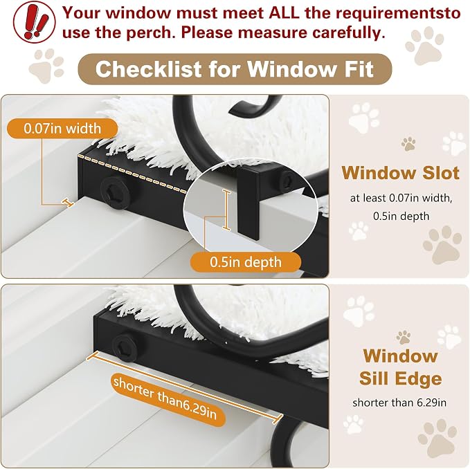 PUPETPO Cat Window Perch for Large Cats, 2-in-1 Window & Sill Mount, Black | Heavy-Duty Iron Frame with Triangle Support, Cat Window Bed with Plush Cushion, Holds 40+ lbs